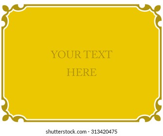 Yellow gold border frame deco vector art simple line corner