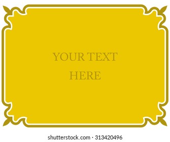 Yellow gold border frame deco vector art simple line corner