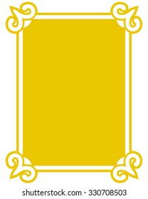 Yellow gold border frame deco vector art simple line corner