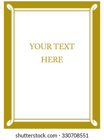 Yellow gold border frame deco vector art simple line corner