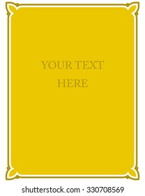 Yellow gold border frame deco vector art simple line corner