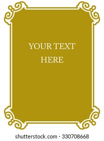 Yellow gold border frame deco vector art simple line corner