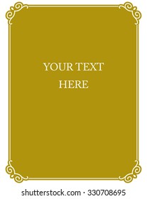 Yellow gold border frame deco vector art simple line corner