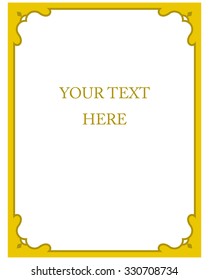 Yellow gold border frame deco vector art simple line corner