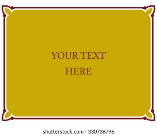 Yellow gold border frame deco vector art simple line corner