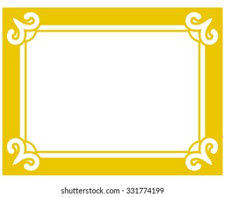 Yellow gold border frame deco vector art simple line corner