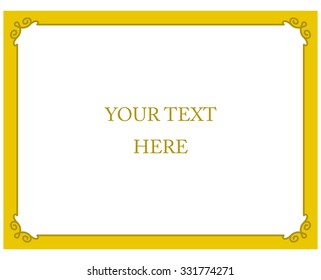 Yellow gold border frame deco vector art simple line corner