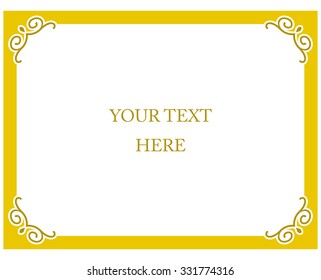 Yellow gold border frame deco vector art simple line corner