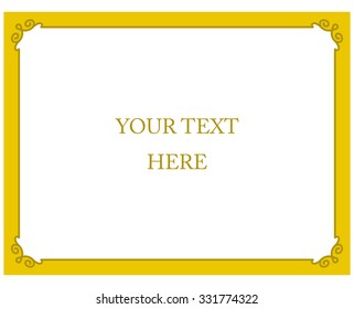 Yellow gold border frame deco vector art simple line corner