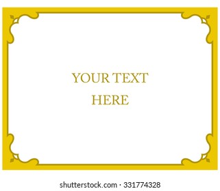 Yellow gold border frame deco vector art simple line corner