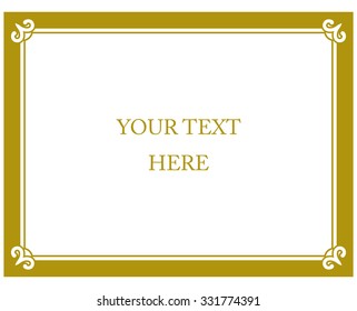Yellow gold border frame deco vector art simple line corner