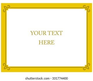 Yellow gold border frame deco vector art simple line corner