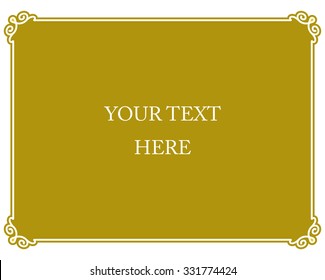 Yellow gold border frame deco vector art simple line corner