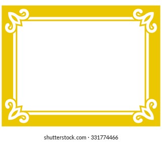 Yellow gold border frame deco vector art simple line corner