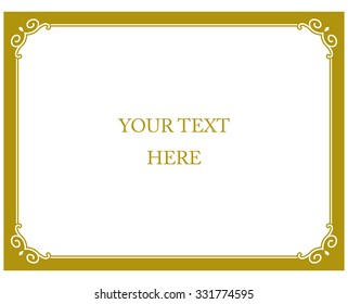 Yellow gold border frame deco vector art simple line corner