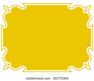 Yellow gold border frame deco vector art simple line corner