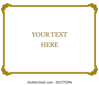Yellow gold border frame deco vector art simple line corner