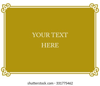 Yellow gold border frame deco vector art simple line corner