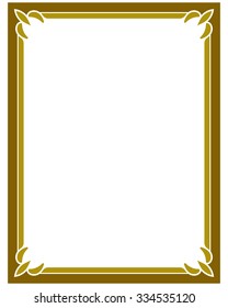 Yellow gold border frame deco vector art simple line corner