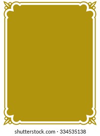 Yellow gold border frame deco vector art simple line corner