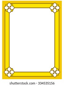 Yellow gold border frame deco vector art simple line corner
