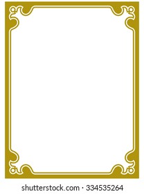 Yellow gold border frame deco vector art simple line corner