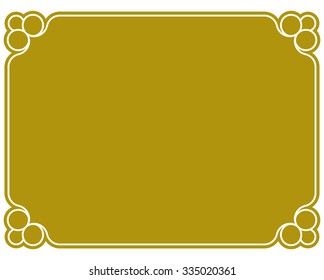 Yellow gold border frame deco vector art simple line corner