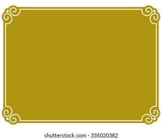 Yellow gold border frame deco vector art simple line corner