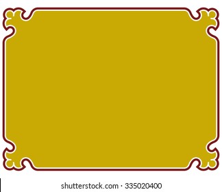 Yellow gold border frame deco vector art simple line corner