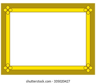 Yellow gold border frame deco vector art simple line corner