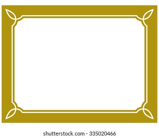 Yellow gold border frame deco vector art simple line corner