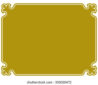 Yellow gold border frame deco vector art simple line corner