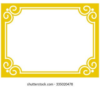 Yellow gold border frame deco vector art simple line corner