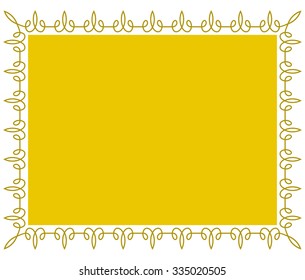 Yellow gold border frame deco vector art simple line corner