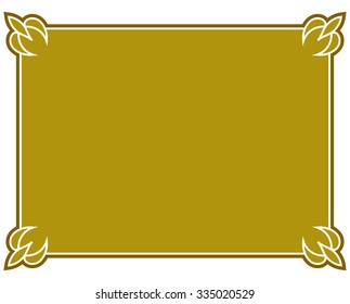 Yellow gold border frame deco vector art simple line corner