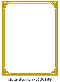 Yellow gold border frame deco vector art simple line corner