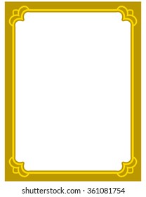 Yellow gold border frame deco vector art simple line corner