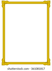 Yellow gold border frame deco vector art simple line corner