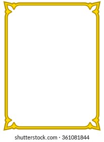 Yellow gold border frame deco vector art simple line corner