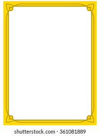 Yellow gold border frame deco vector art simple line corner