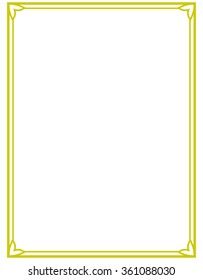 Yellow gold border frame deco vector art simple line corner