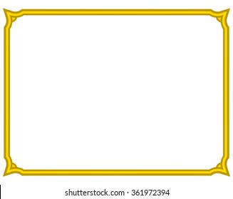Yellow gold border frame deco vector art simple line corner
