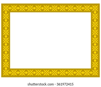 Yellow gold border frame deco vector art simple line corner