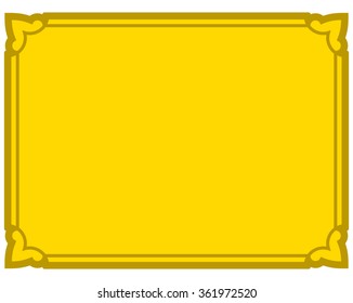 Yellow gold border frame deco vector art simple line corner