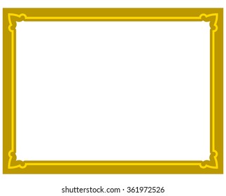 Yellow gold border frame deco vector art simple line corner