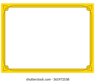 Yellow gold border frame deco vector art simple line corner