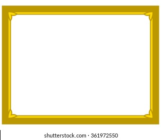 Yellow gold border frame deco vector art simple line corner