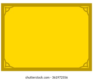 Yellow gold border frame deco vector art simple line corner