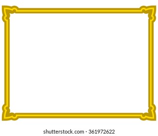 Yellow gold border frame deco vector art simple line corner