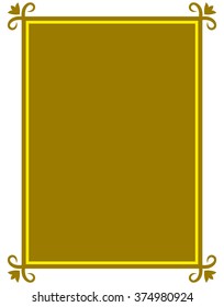 Yellow gold border frame deco vector art simple line corner